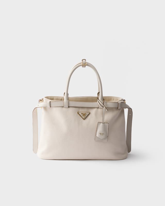 Prada Prada Buckle medium cotton canvas and leather bag