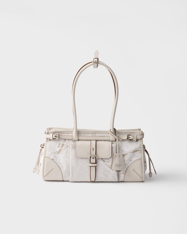 Prada Prada Bonnie medium printed linen and leather handbag
