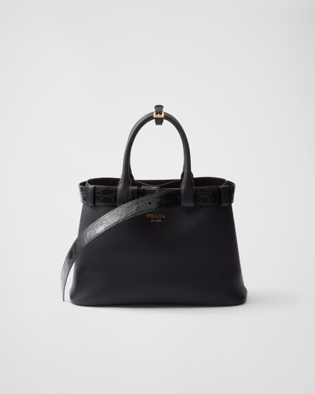 Prada Prada Buckle medium leather and crocodile handbag