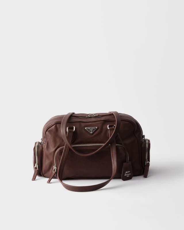 Prada Large washed leather top-handle bag