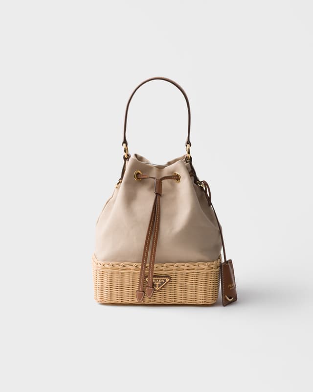Prada Wicker and canvas bucket bag