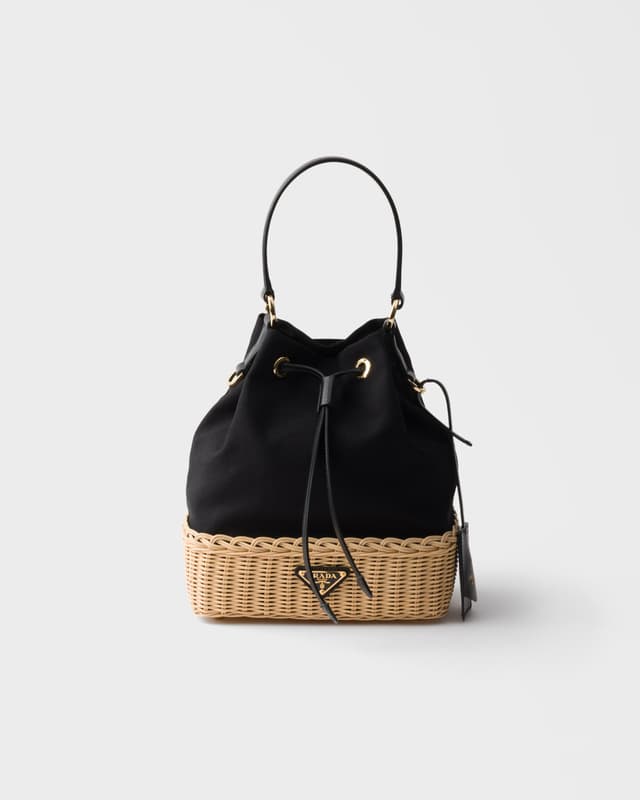Prada Wicker and canvas bucket bag