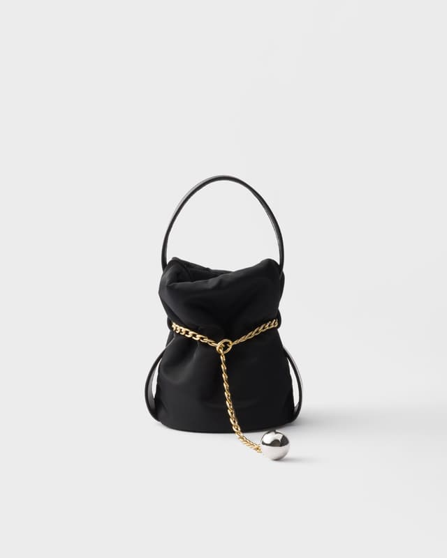 Prada Prada Petit Sac Noir mini Re-Nylon and nappa leather bucket bag