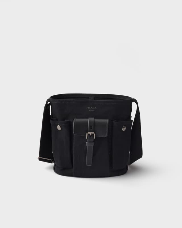 Prada Prada Route mini canvas and leather bucket bag