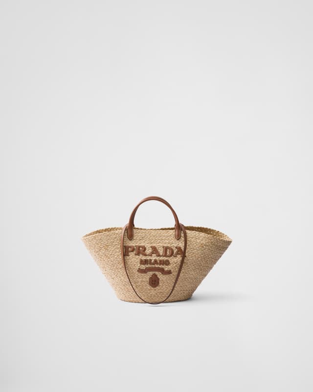 Prada Large raffia and leather shopping bag