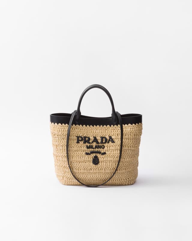 Prada Small crochet and leather tote bag