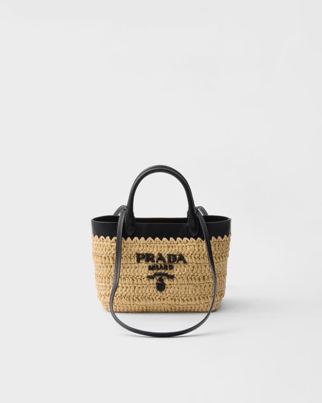 Prada Mini crochet and leather tote bag