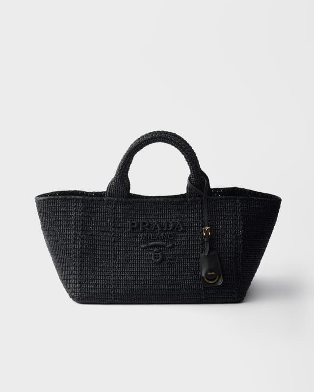 Prada Large crochet tote bag with leather details