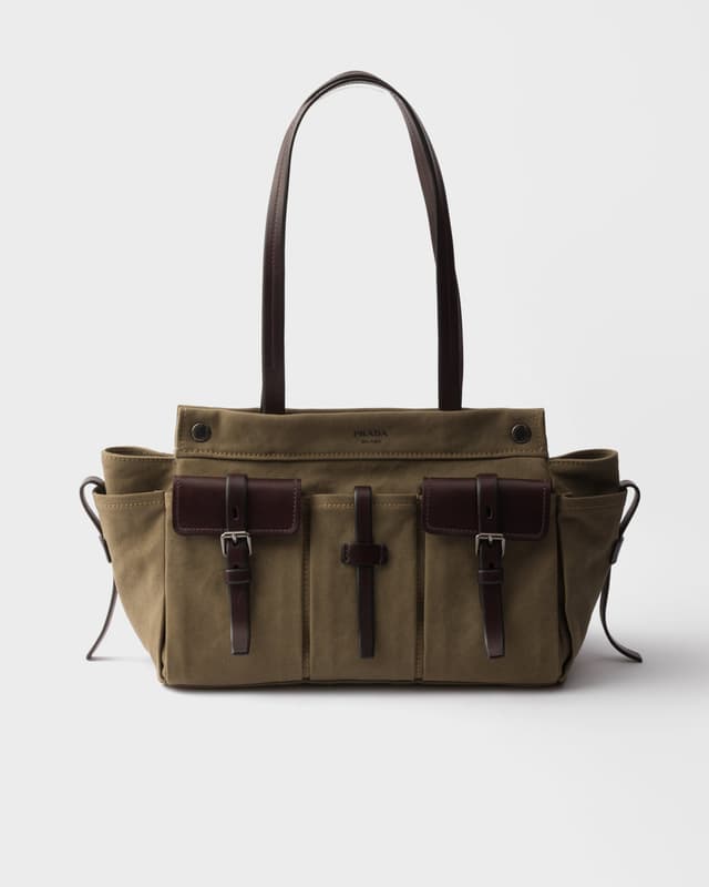 Prada Prada Route large canvas and leather tote bag