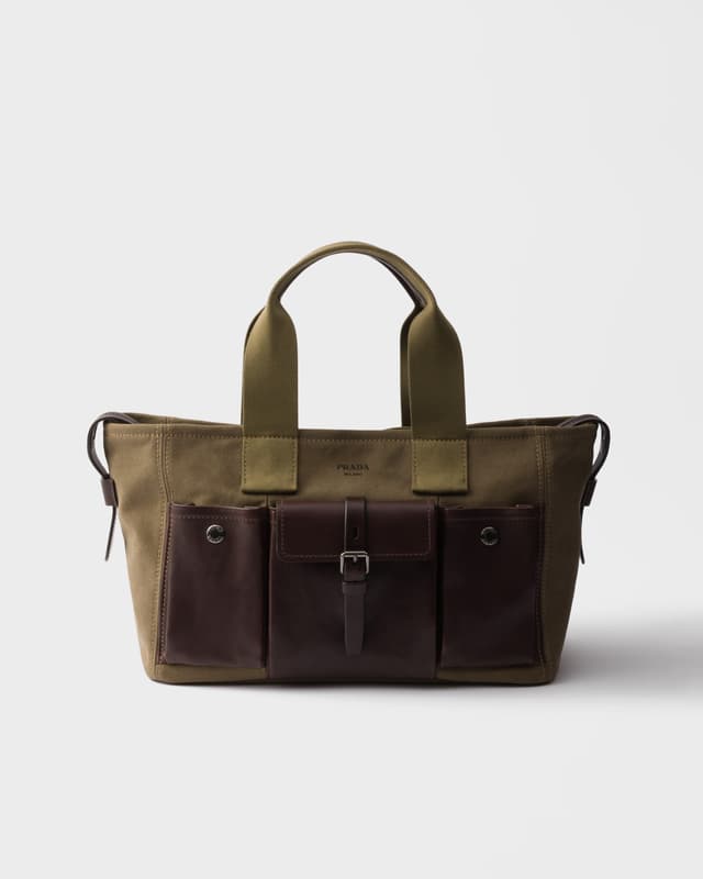 Prada Prada Route large canvas and leather tote bag