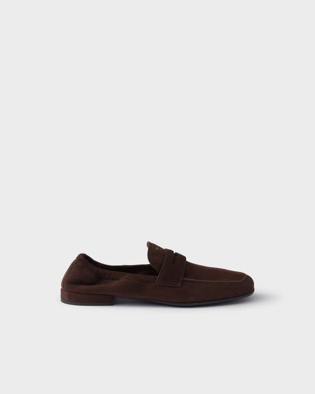 Prada Shuffle antiqued suede loafers