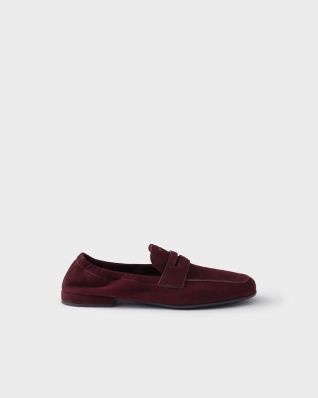 Prada Shuffle antiqued suede loafers