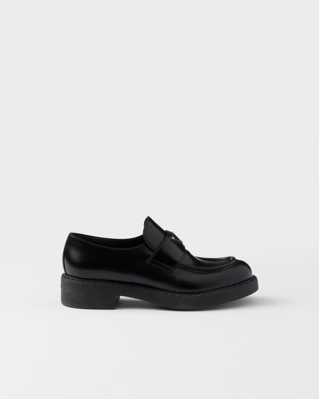 Prada Chocolate brushed leather loafers
