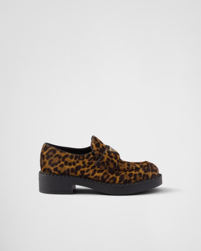 Prada Chocolate printed leather loafers