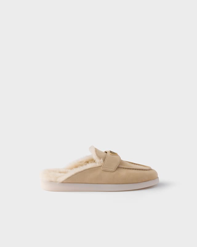 Prada Suede and shearling mules