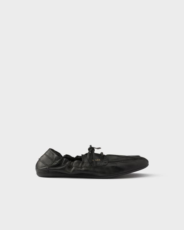 Prada Shuffle antiqued leather boat shoes