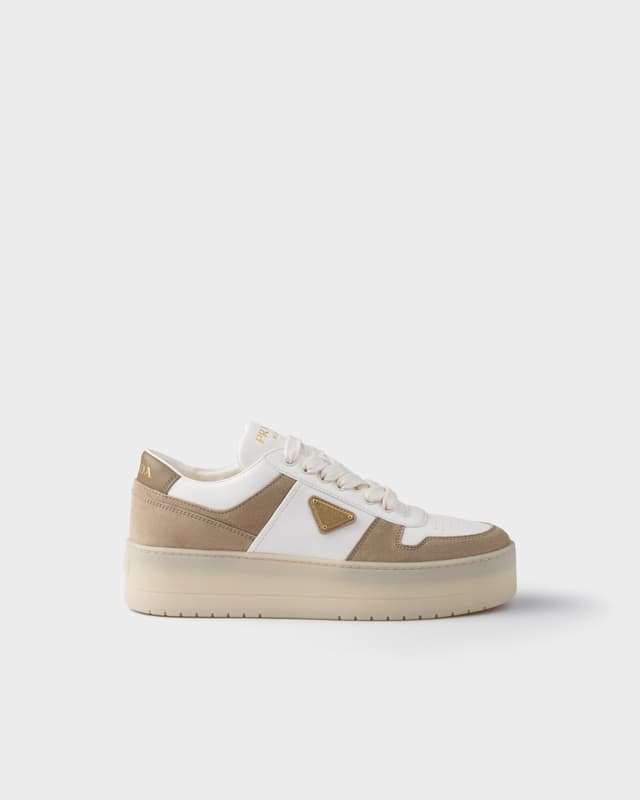 Prada Downtown Bold nappa leather and suede sneakers
