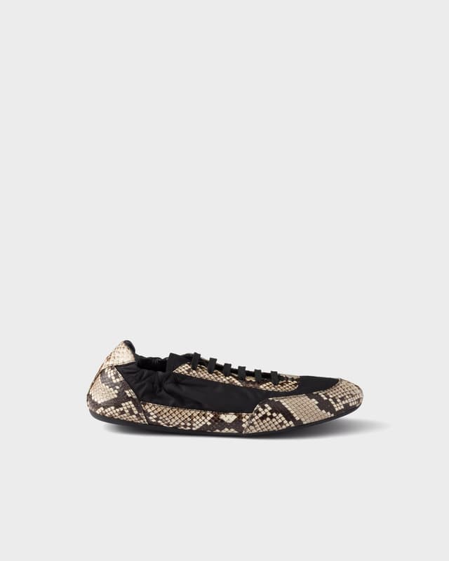Prada Collapse Re-Nylon and printed Ayers leather sneakers