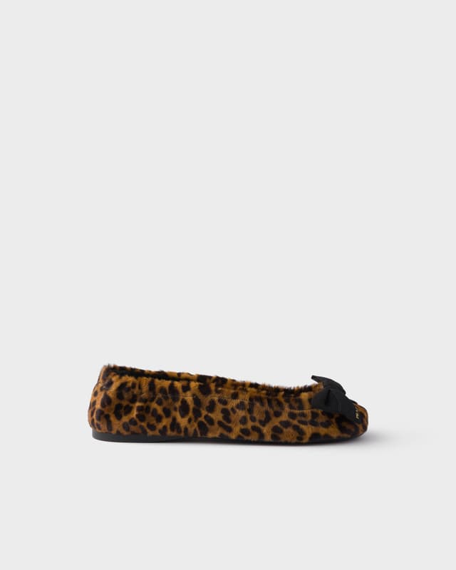 Prada Printed leather ballerinas with bow