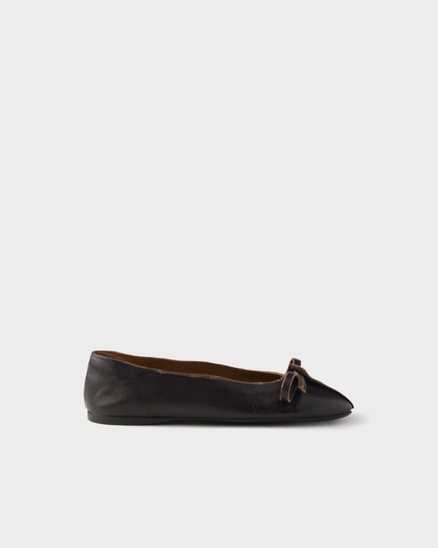 Prada Antiqued leather ballerinas