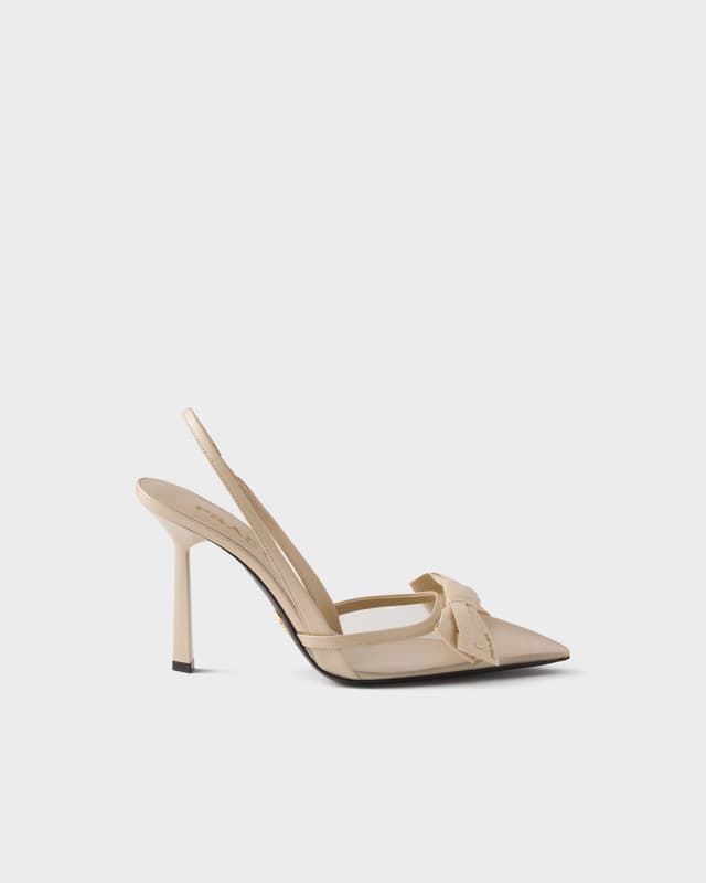 Prada Mesh fabric slingback pumps
