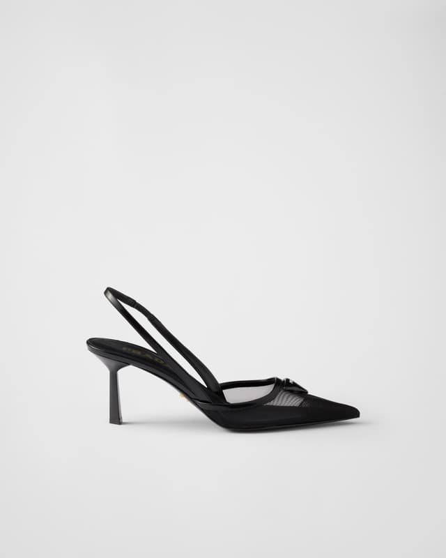 Prada Mesh fabric slingback pumps