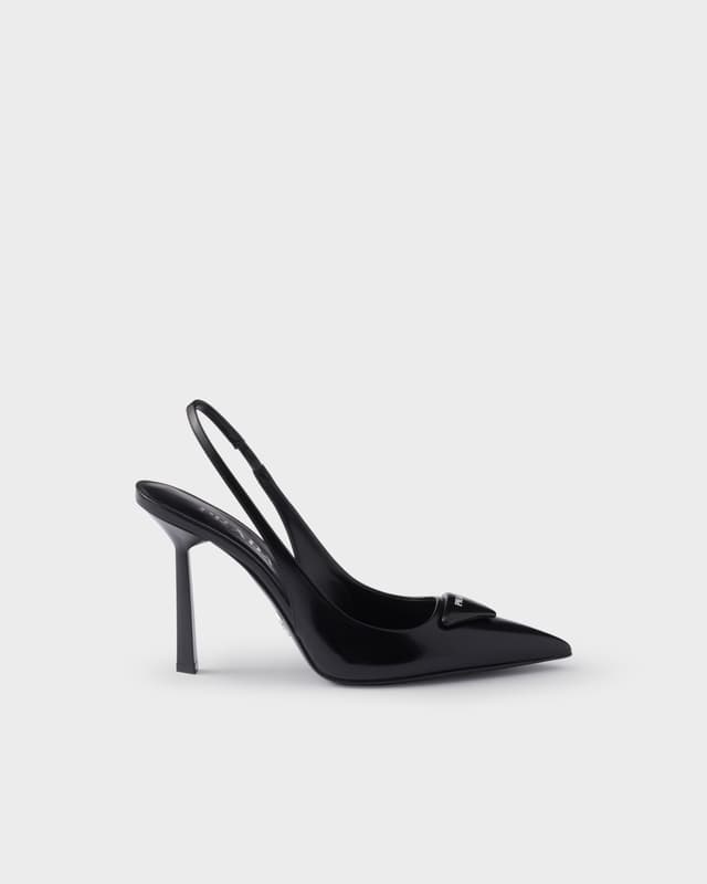 Prada Brushed leather slingback pumps