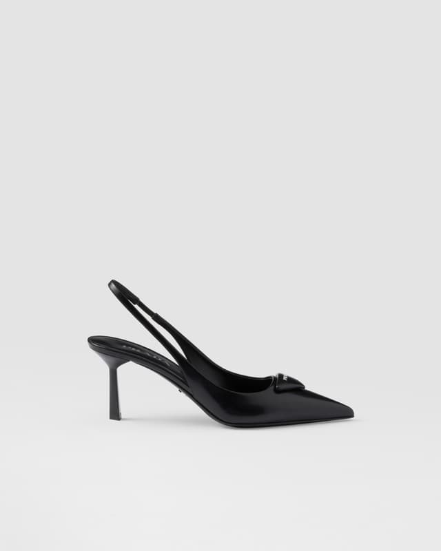 Prada Brushed leather slingback pumps