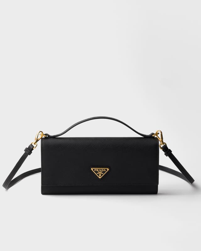Prada Saffiano leather wallet with shoulder strap