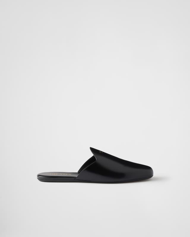 Prada Brushed leather mules