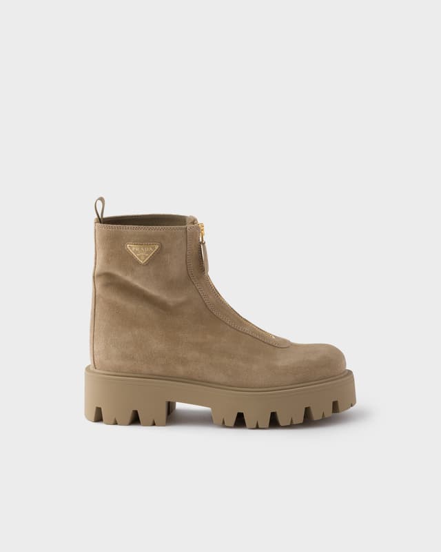 Prada Suede booties with zip