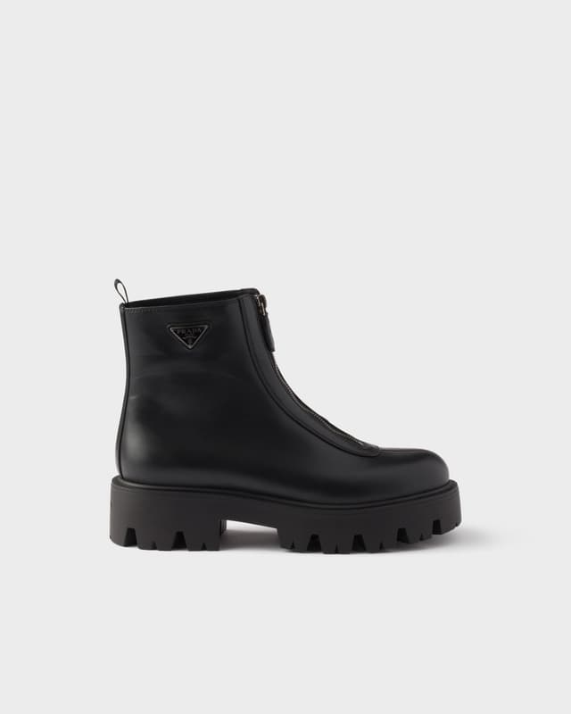 Prada Leather zipper booties