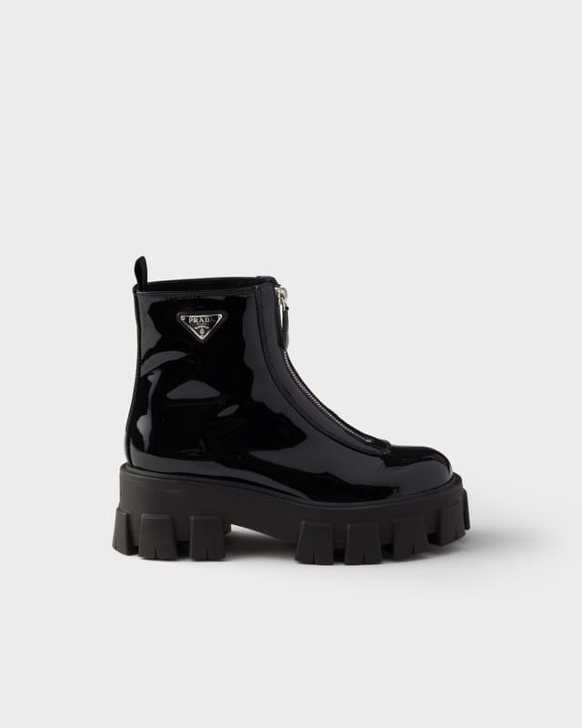 Prada Monolith patent leather booties