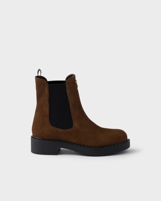 Prada Chocolate suede Chelsea boots
