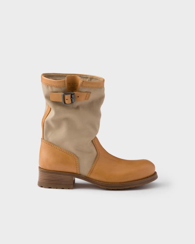 Prada Leather and canvas boots