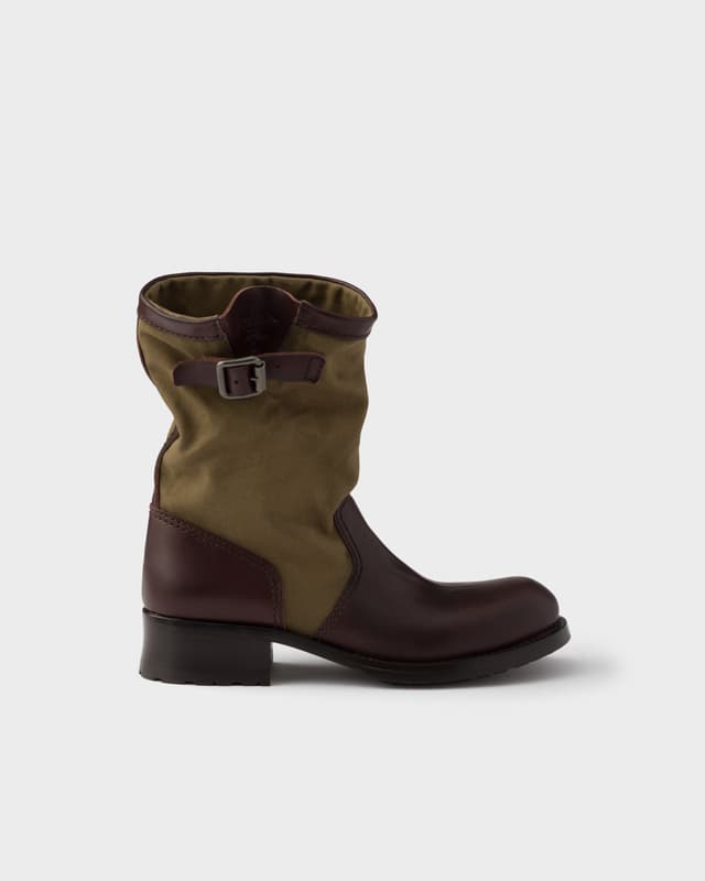 Prada Leather and canvas boots