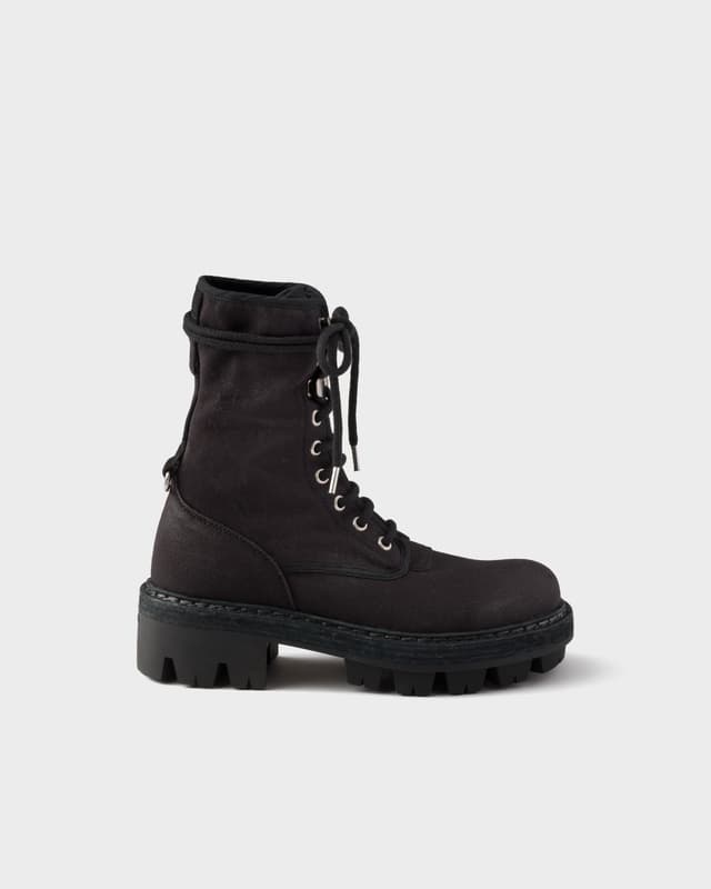 Prada Canvas lace-up ankle boots
