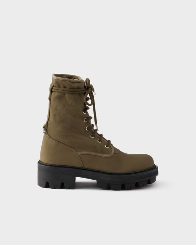 Prada Canvas lace-up ankle boots