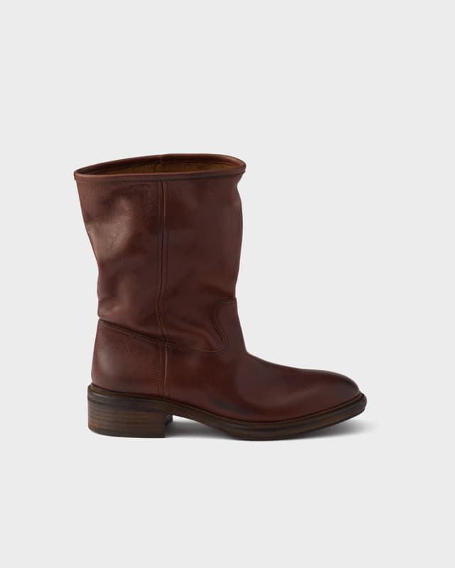 Prada Vintage-effect leather boots
