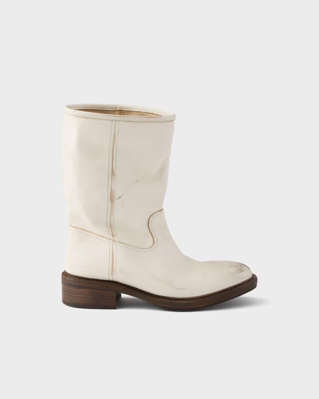 Prada Vintage-effect leather boots