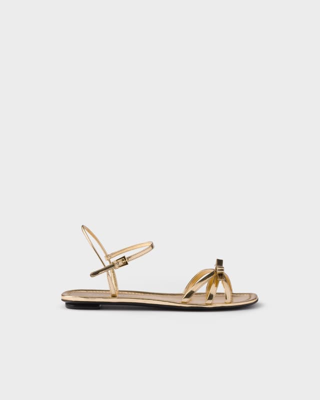 Prada Flat metallic leather sandals