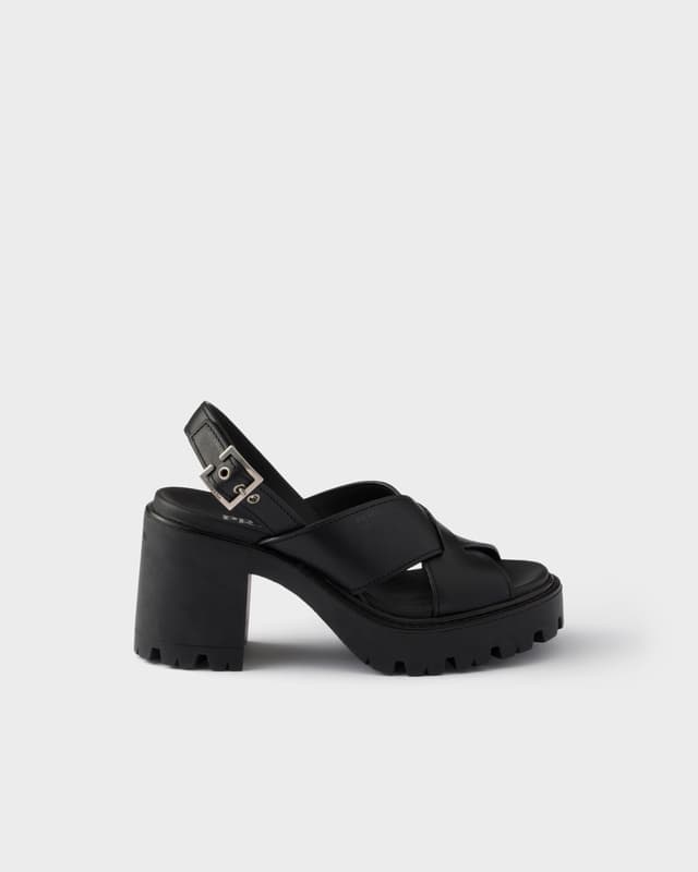 Prada Crisscross leather platform sandals