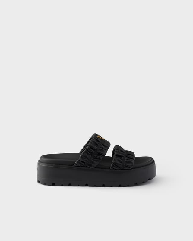 Prada Matelassé nappa leather flatform slides