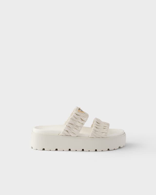 Prada Matelassé nappa leather flatform slides