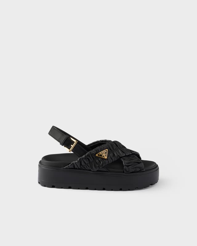 Prada Matelassé nappa leather flatform sandals