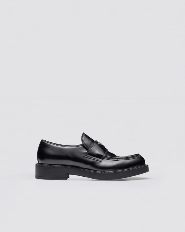 Prada Chocolate brushed leather loafers