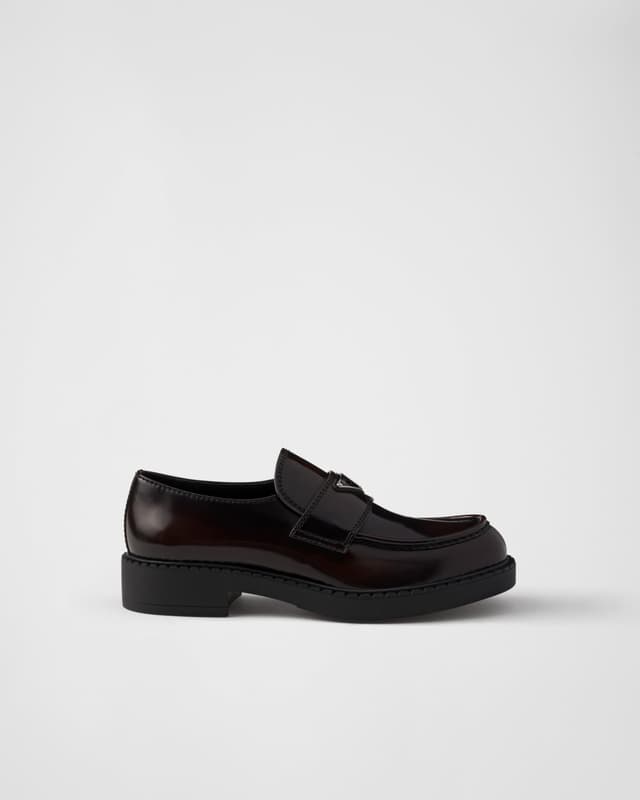 Prada Chocolate brushed leather loafers