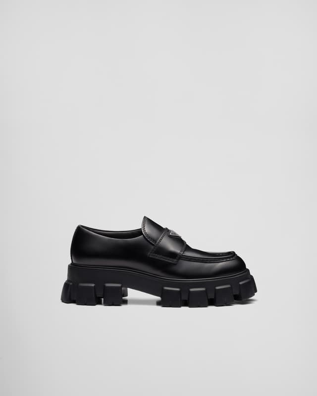 Prada Monolith brushed leather loafers