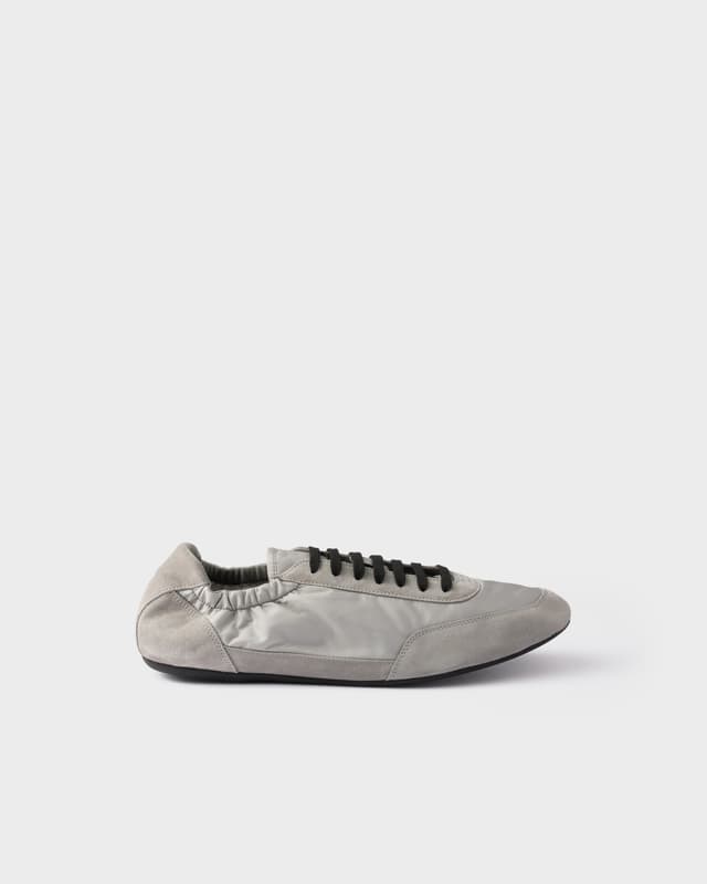 Prada Collapse Re-Nylon and suede elasticized sneakers