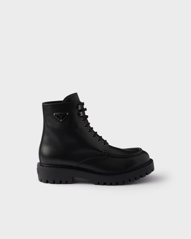 Prada Laced leather booties